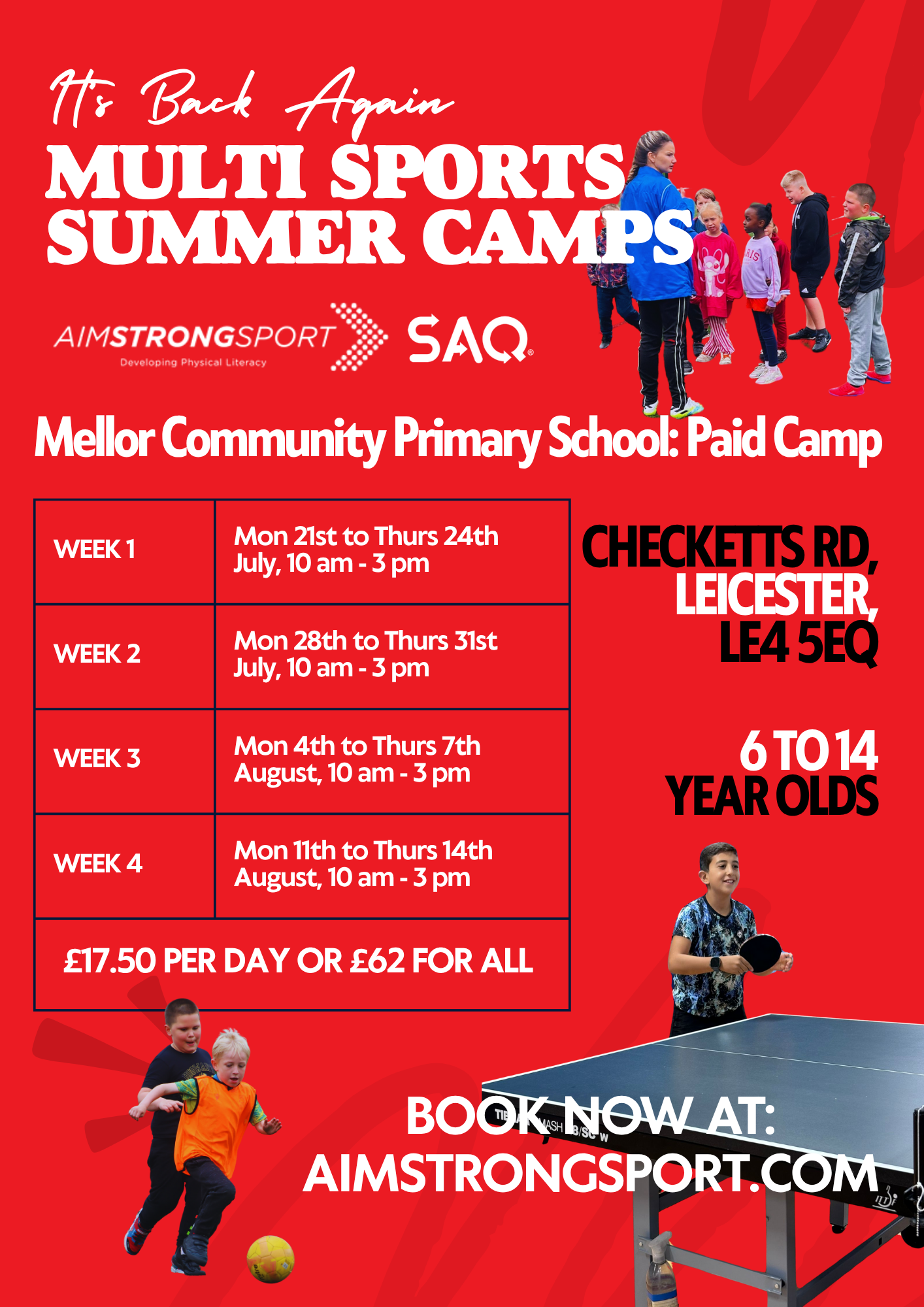 Summer '25 Holiday Multi Sports and SAQ Camps at Mellor Community Primary School