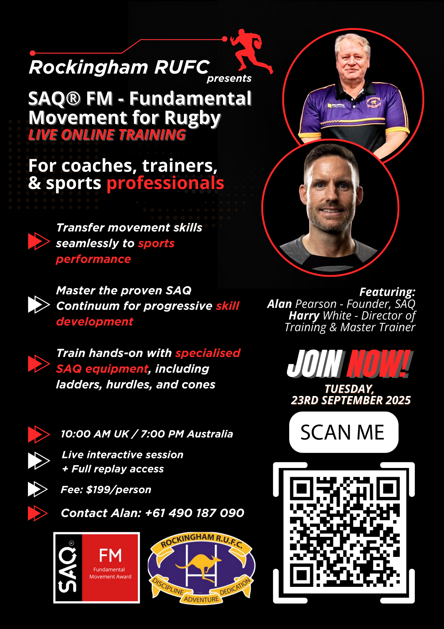 SAQ®️ FM - Fundamental Movement for Rugby - Live Online - 23rd September