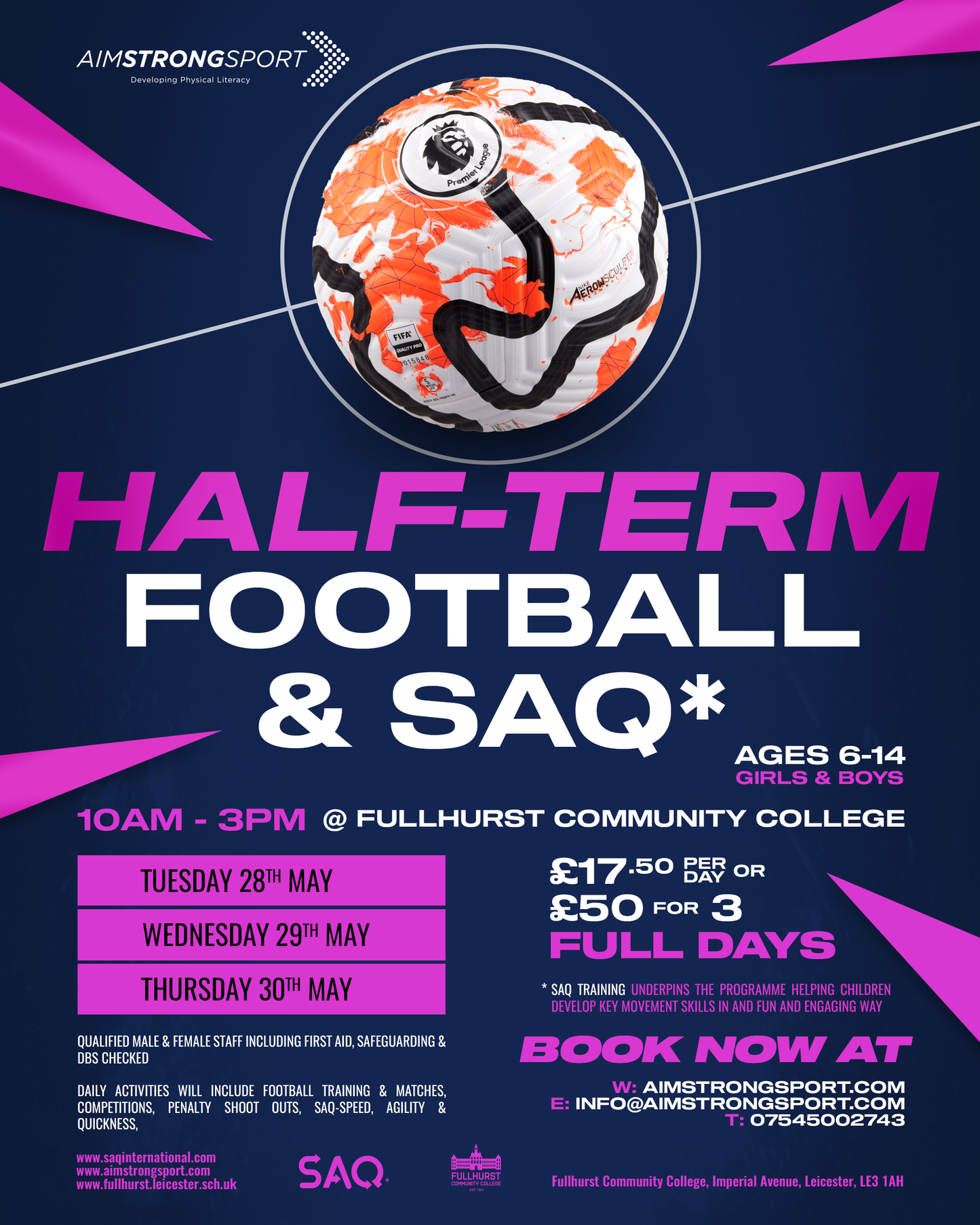 May Half Term Football & SAQ Camp - Fullhurst Community College 10am-3pm