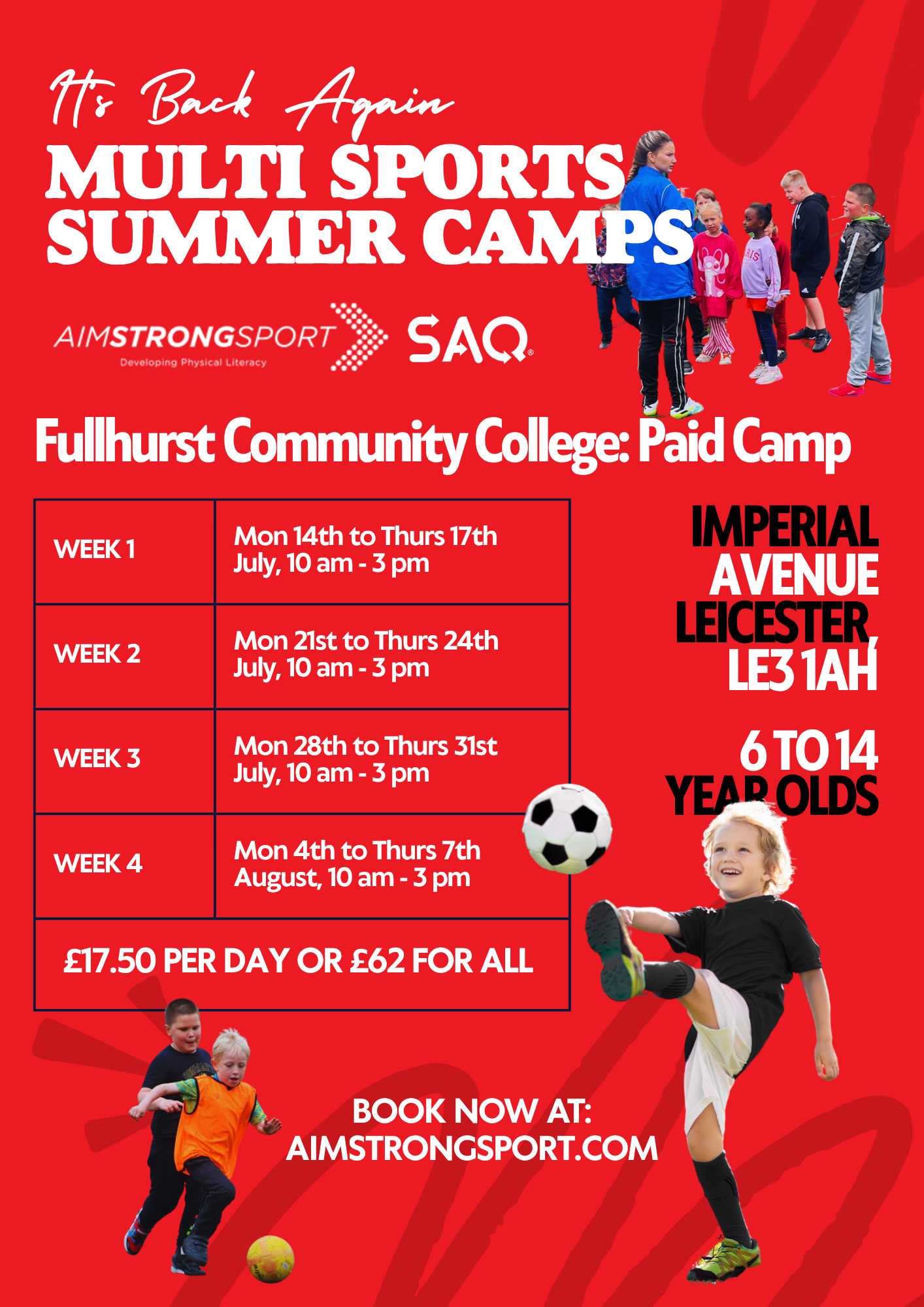 Summer '25 Holiday Multi Sports and SAQ Camps at Fullhurst Community College