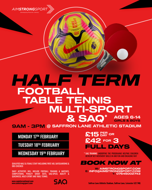 February Half Term Multi Sports, Football Table Tennis and SAQ, Ages 6-14, Girls & Boys, 10am-3pm @Saffron Lane